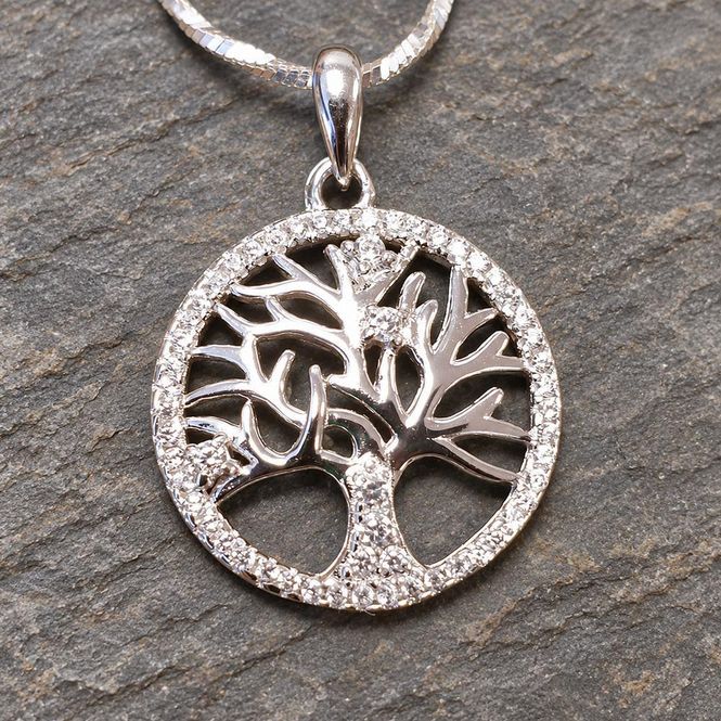 Hovedbilde Yggdrasil sølvanheng m/ CZ