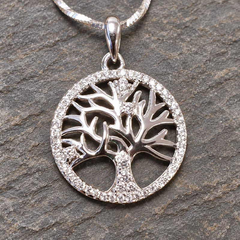 Yggdrasil sølvanheng m/ CZ