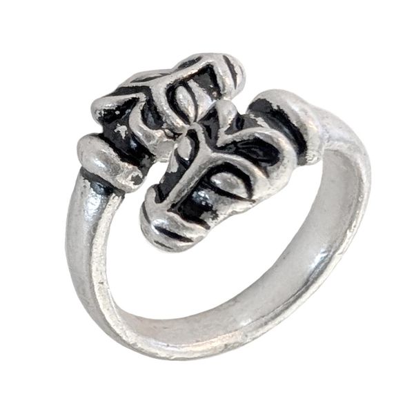 Hovedbilde Sølvbelagt vikingring med ulvehoder